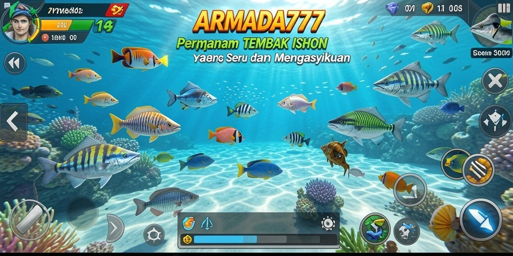 Tampilan menarik dengan aksi menembak ikan yang seru.