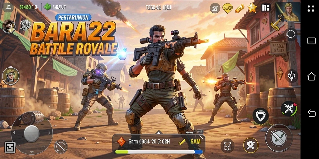 Tampilan seru pertempuran dalam game Battle Royale BARA22.
