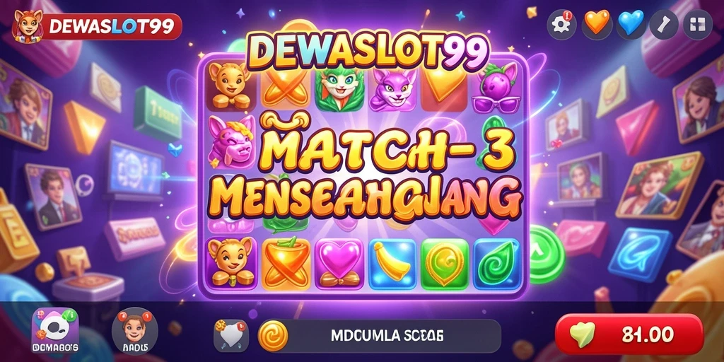 Tangkapan layar menampilkan gameplay seru DEWASLOT99 dengan estetika Match-3.