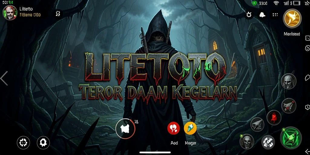 Screenshot gameplay LITETOTO menunjukkan suasana horor yang menegangkan.
