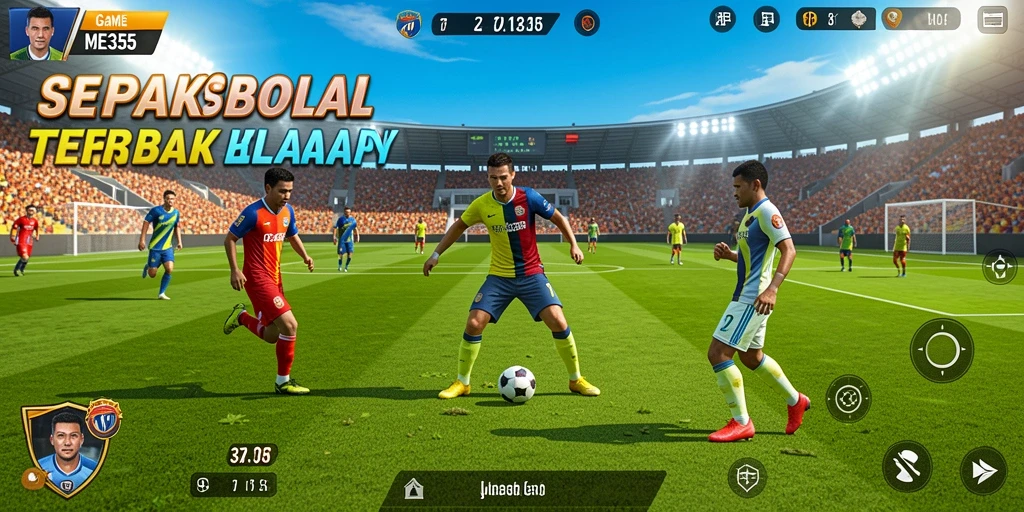 Tampilan gameplay menegangkan dalam ME355 dengan aksi sepak bola yang intens.
