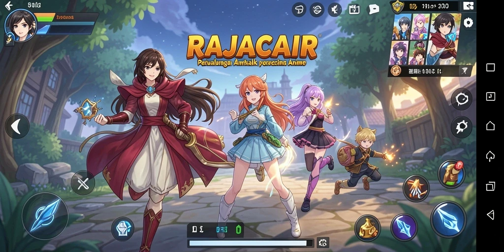 Tangkapan layar gameplay menarik dari RAJACAIR yang menampilkan karakter Anime.