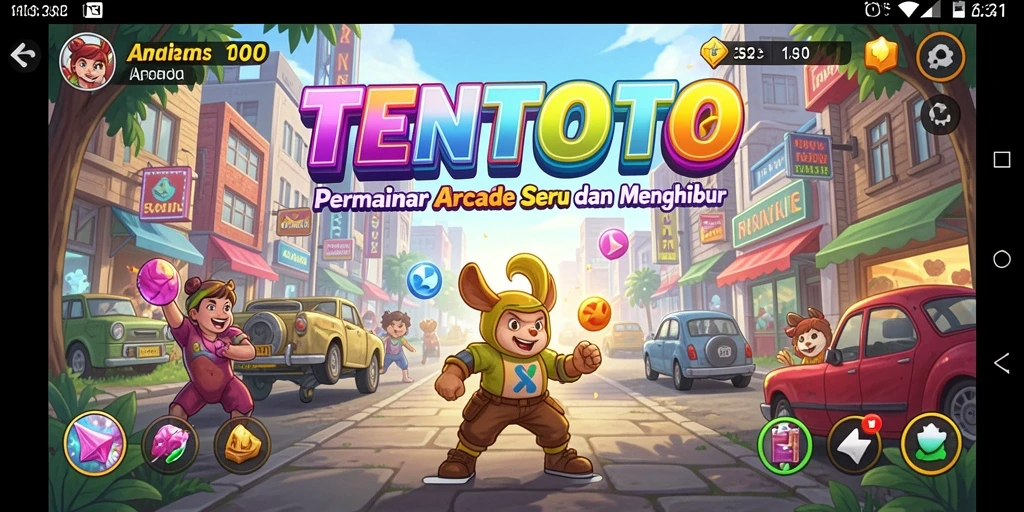 Tangkapan layar TENTOTO menampilkan aksi gameplay seru dan penuh warna.