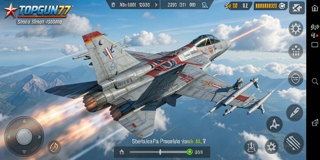 Gameplay mendebarkan dari simulasi penerbangan pesawat tempur.