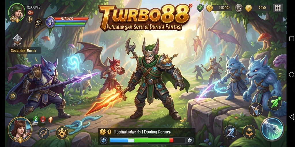 Tangkapan layar TURBO88 menampilkan karakter dalam aksi petualangan seru.
